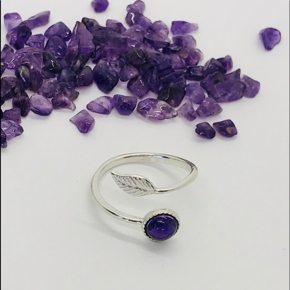 NEW Amethyst 925 Sterling Silver Adjustable Ring - Picture 2 of 4